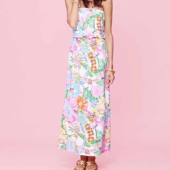 Women’s Lilly Pulitzer for Target multicolor strapless maxi dress size XS - Picture 1 of 9